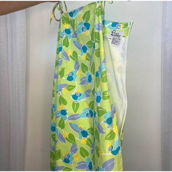 Lilly Pulitzer Vintage White Tag Green Too Jay Print Sundress Kids Girls Size 14 - Picture 4 of 6